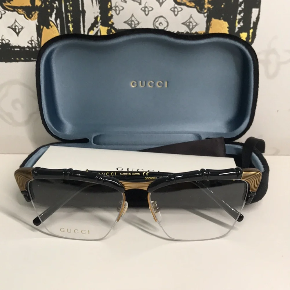 New Authentic Gucci Black and Brown Eyeglasses GG0660o 001